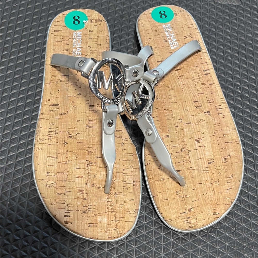 Michael Kors Silver and Tan Sandals size 8